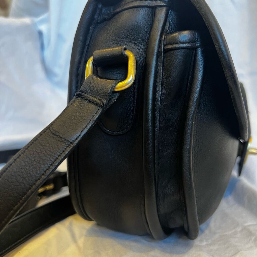 Vintage Coach Prairie Black Leather Crossbody Bag 9954 with Brass Hardware - Picture 4 of 14
